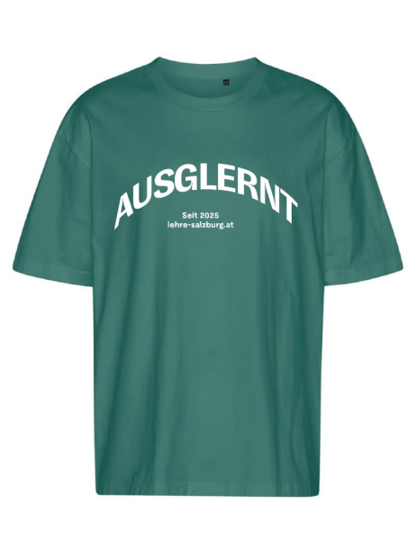 T-Shirt "AUSGLERNT" petrol + Firmenlogo am rechten Ärmel
